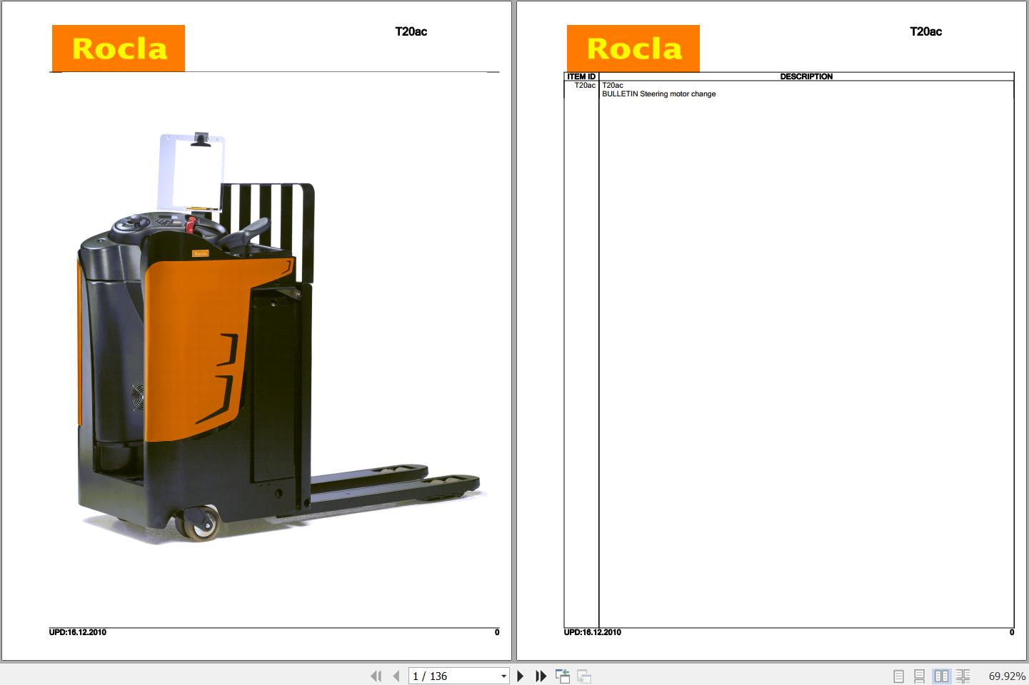 Rocla Pallet Trucks T20ac Parts Catalog 2010 1
