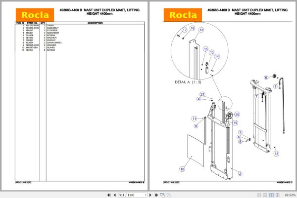 Rocla Pallet Trucks TP20ac TP20acH TP20aco TP20acd Parts Catalog 2012 3