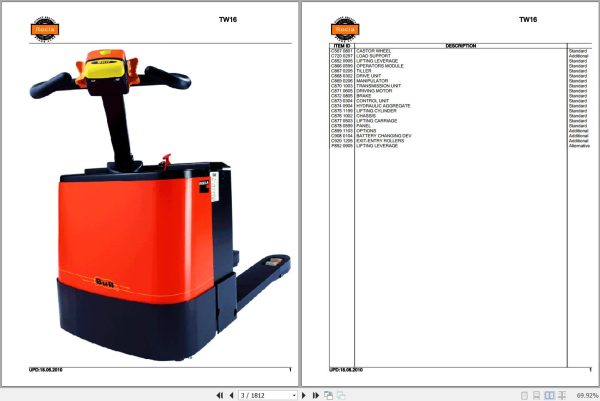 Rocla Pallet Trucks TW16 TW20 Parts Catalog 2010 1