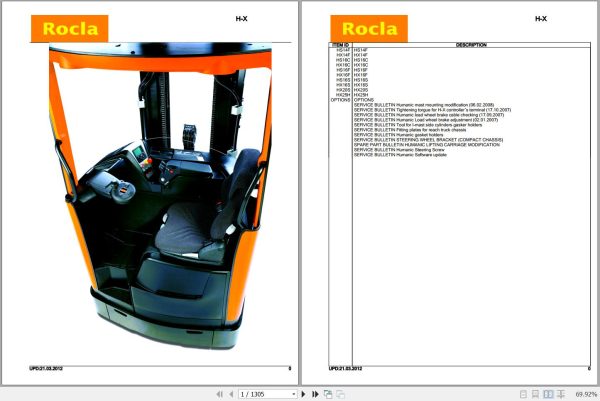 Rocla Reach Trucks HS14F to HX25H Parts Catalog 2012 1