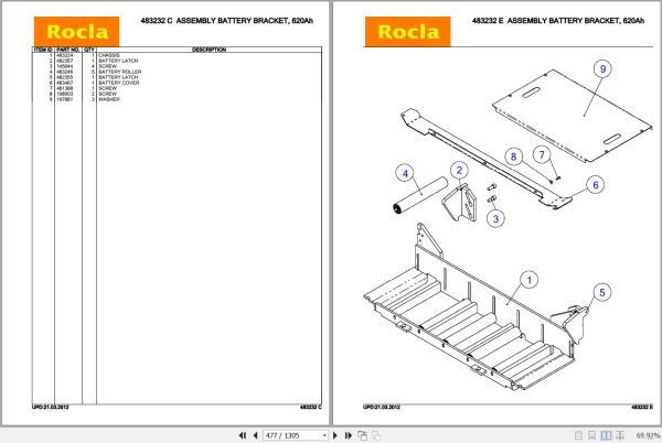 Rocla Reach Trucks HS14F to HX25H Parts Catalog 2012 2