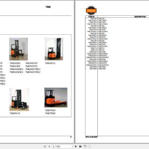 Rocla Reach Trucks TME13D to TMEPR60 Parts Catalog 2007 1