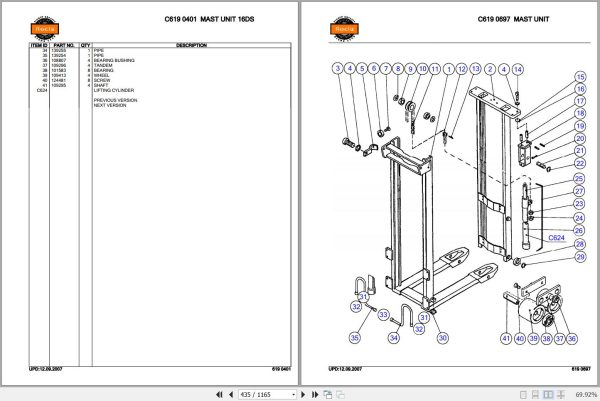 Rocla Stackers PEWI2S to PEPPN16TREV Parts Catalog 2007 2
