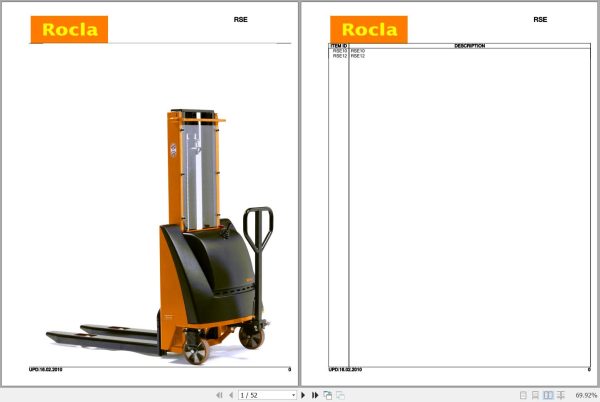 Rocla Stackers RSE10 RSE12 Parts Catalog 2010 1
