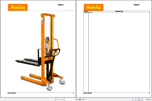 Rocla Stackers RSM10 Parts Catalog 2010 1