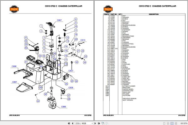Rocla Stackers SP12DEV to SP16iTREV Parts Catalog 2010 2