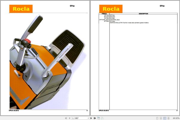 Rocla Stackers SP12ac SP12aci SP16ac SP16aci Parts Catalog 2012 1