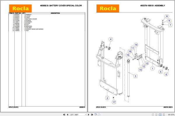 Rocla Stackers SP12ac SP12aci SP16ac SP16aci Parts Catalog 2012 2
