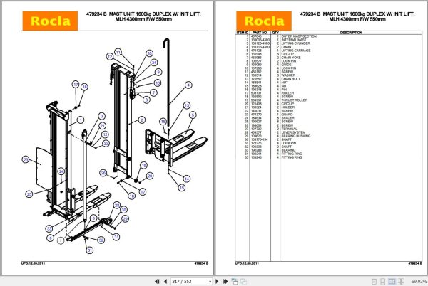 Rocla Stackers SST12ac SST16ac SST16aci SST20ac Parts Catalog 2011 2