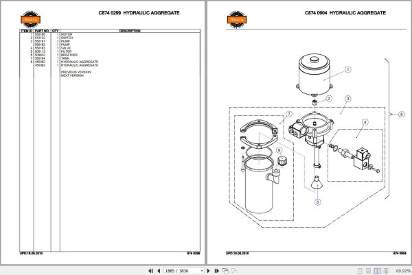 Rocla Stackers SW10D to SW16TREVs Parts Catalog 2010 2
