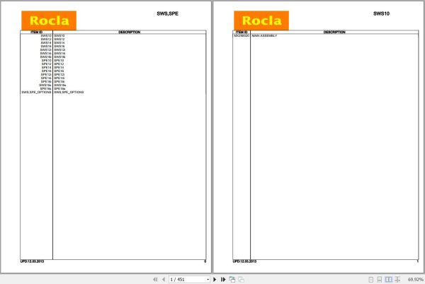 Rocla Stackers SWS10 to SPE16s Parts Catalog 2013 1