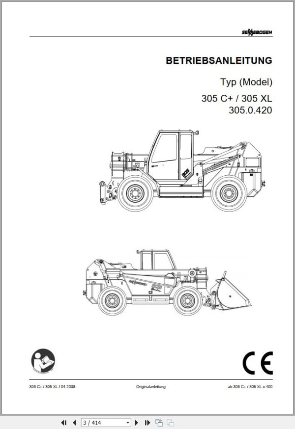 Sennebogen 305 C 305 XL 305.0.420 Operating and Maintenance Manual DE 1
