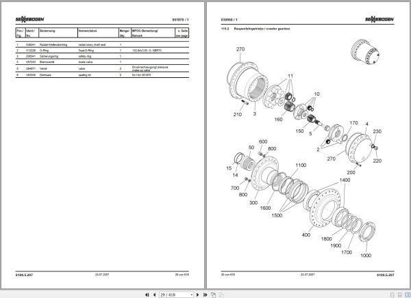 Sennebogen Crane 6100 6100.5.207 Spare Parts Catalog EN DE 2