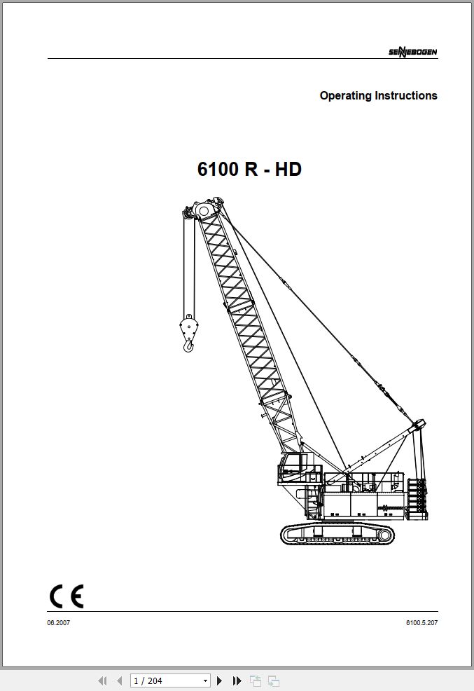 Sennebogen Crawler Crane 6100 R HD 6100.5.207 Operating and Maintenance Manual 1