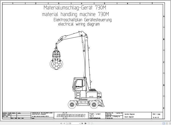 Sennebogen Material Handler 730 730.0.130 Electric and Hydraulic Diagrams EN DE 1