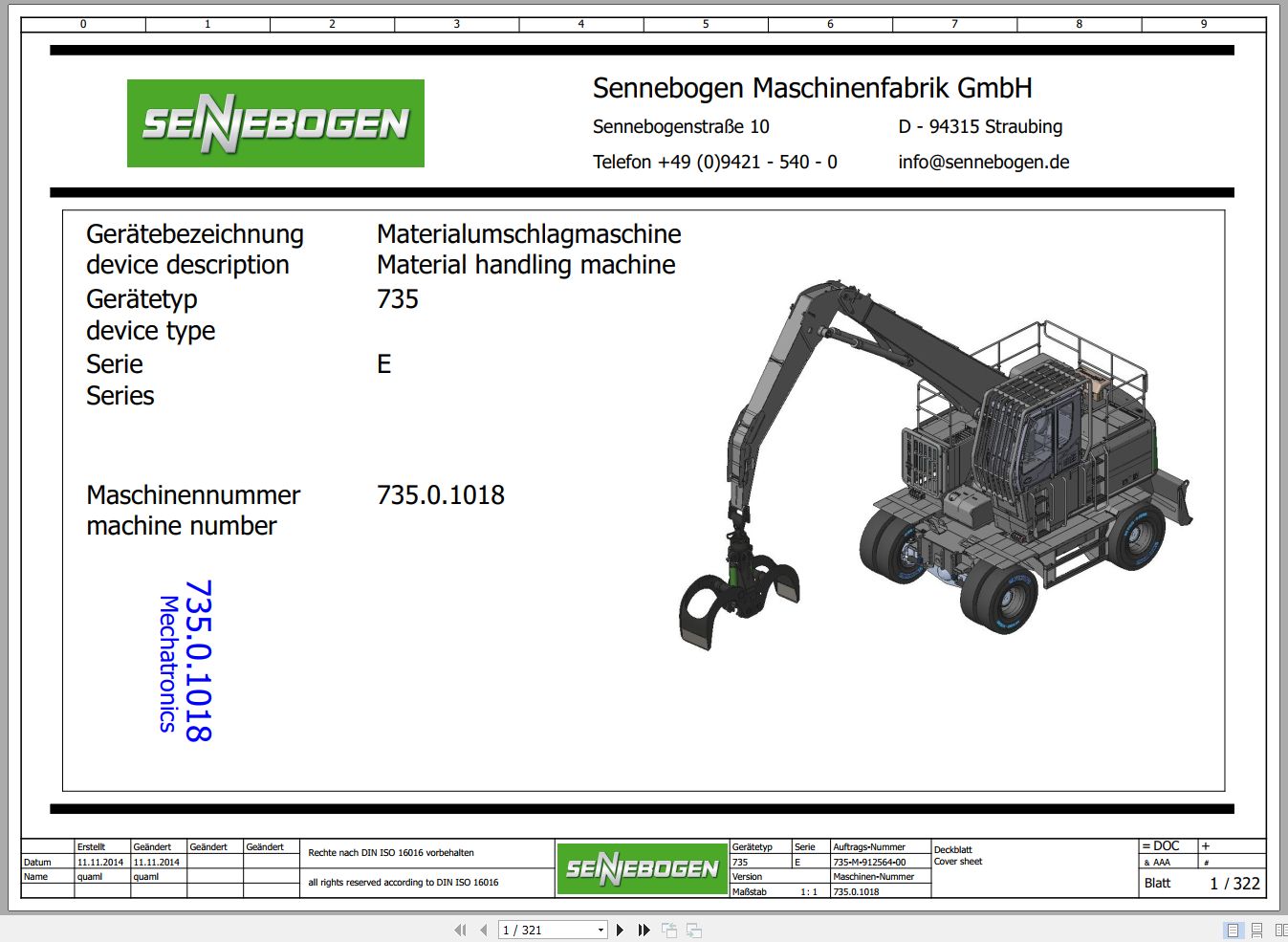 Sennebogen Material Handler 735 735.0.1018 Electric Diagram EN DE 1