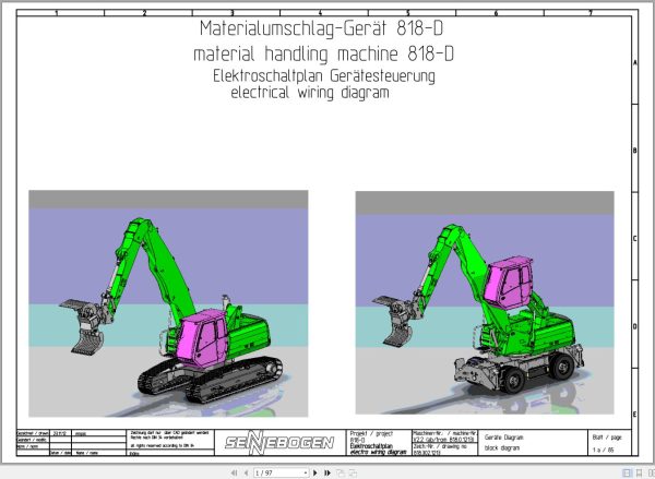 Sennebogen Material Handler 818 818.0.1239 Electric and Hydraulic Diagrams EN DE 1