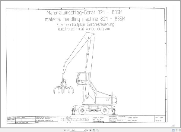 Sennebogen Material Handler 821 821.0.220 Electric and Hydraulic Diagrams EN DE 1