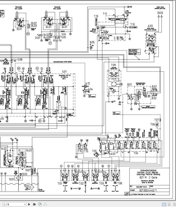 Sennebogen Material Handler 821 821.0.936 Hydraulic Diagram EN DE 1