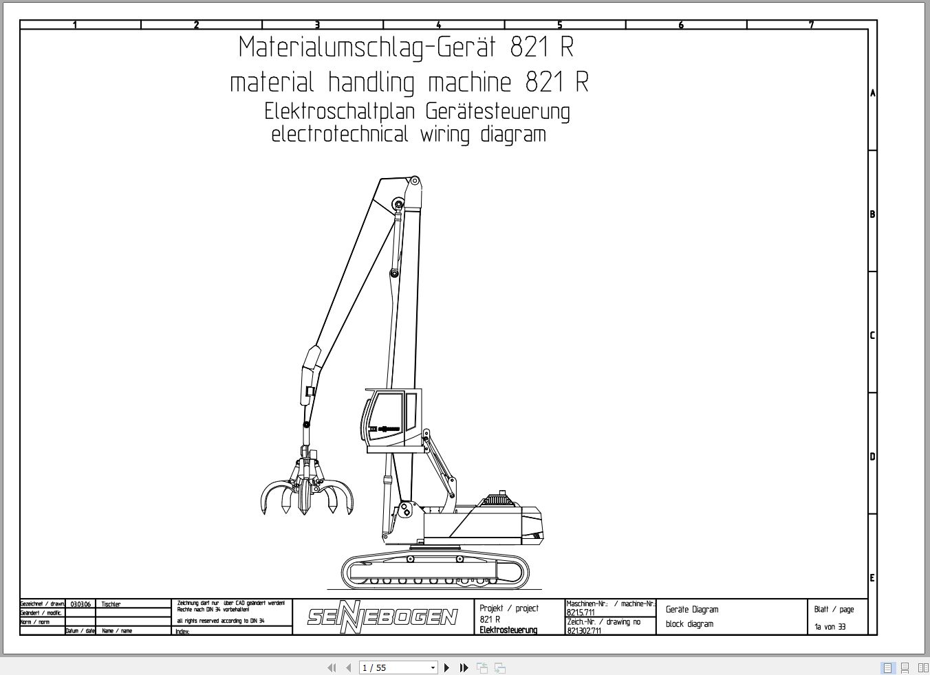 Sennebogen Material Handler 821 821.5.923 Electric and Hydraulic Diagrams EN DE 1
