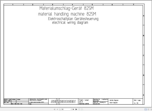 Sennebogen Material Handler 825 825.0.1039 Electric and Hydraulic Diagrams EN DE 1