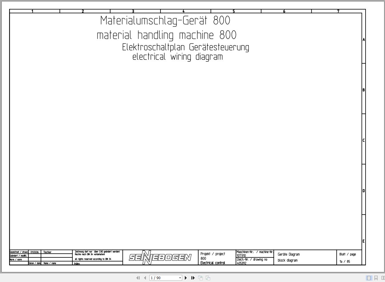 Sennebogen Material Handler 825 825.0.1148 Electric and Hydraulic Diagrams EN DE 1