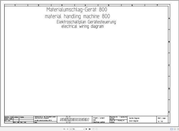 Sennebogen Material Handler 825 825.0.1151 Electric and Hydraulic Diagrams EN DE 1