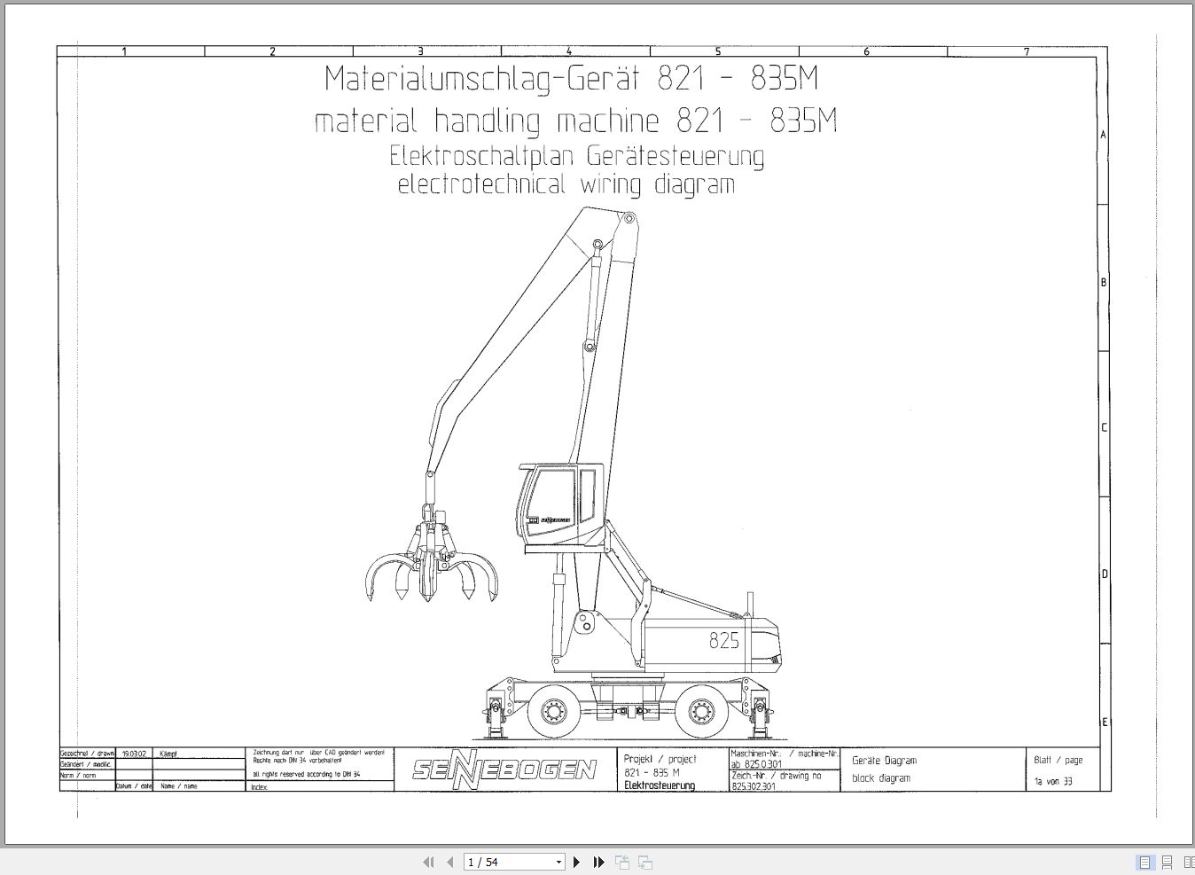 Sennebogen Material Handler 825 825.0.285 Electric and Hydraulic Diagrams EN DE 1