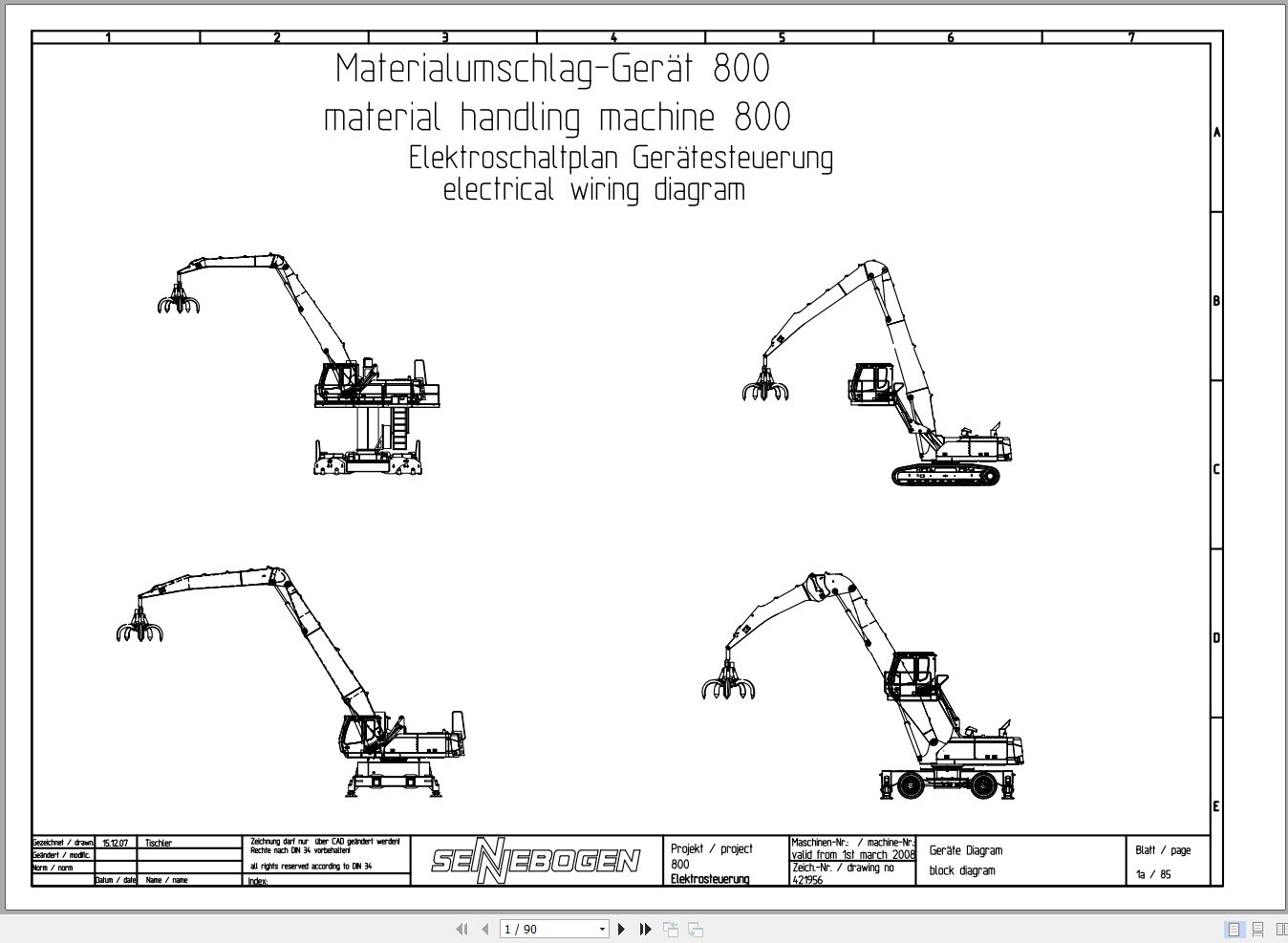 Sennebogen Material Handler 830 830.0.1194 Electric and Hydraulic Diagrams EN DE 1
