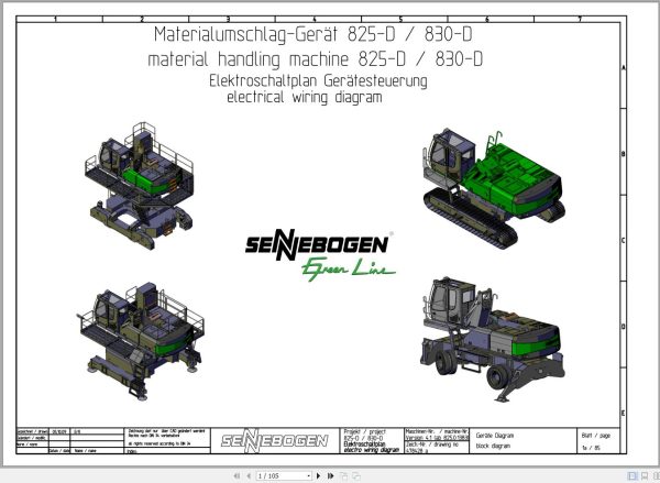 Sennebogen Material Handler 830 830.0.1250 Electric and Hydraulic Diagrams EN DE 1