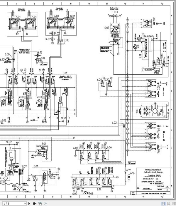 Sennebogen Material Handler 830 830.0.1256 Electric and Hydraulic Diagrams EN DE 3