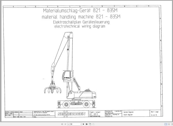 Sennebogen Material Handler 835 835.0.440 Electric and Hydraulic Diagrams EN DE 1
