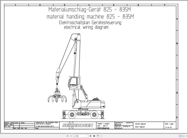 Sennebogen Material Handler 835 835.0.610 Electric and Hydraulic Diagrams EN DE 1
