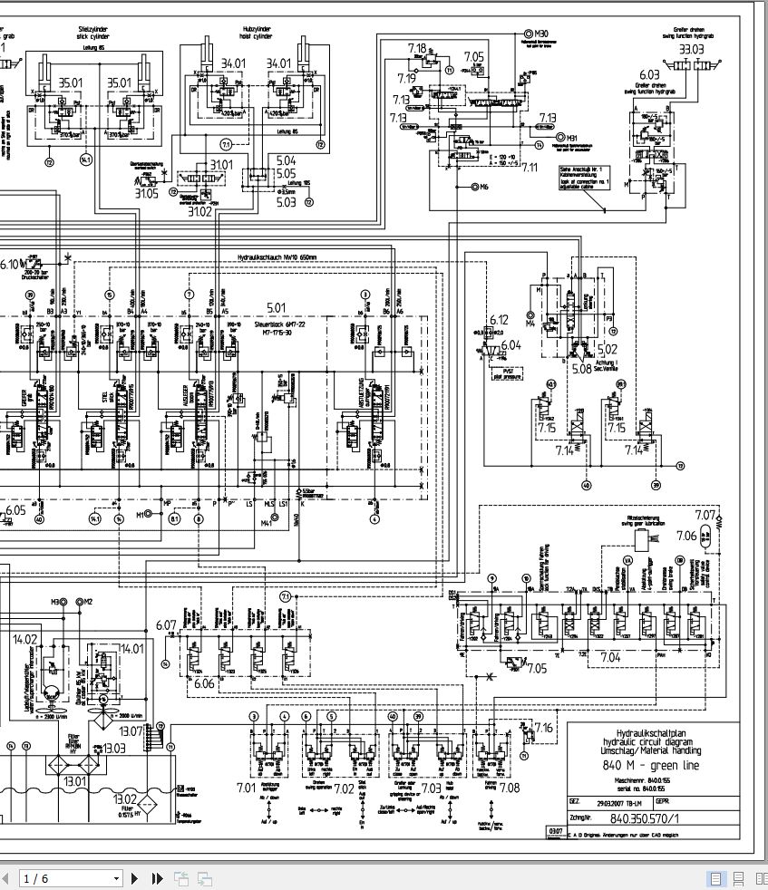 Sennebogen Material Handler 840 840.0.155 Hydraulic Diagram EN DE 1