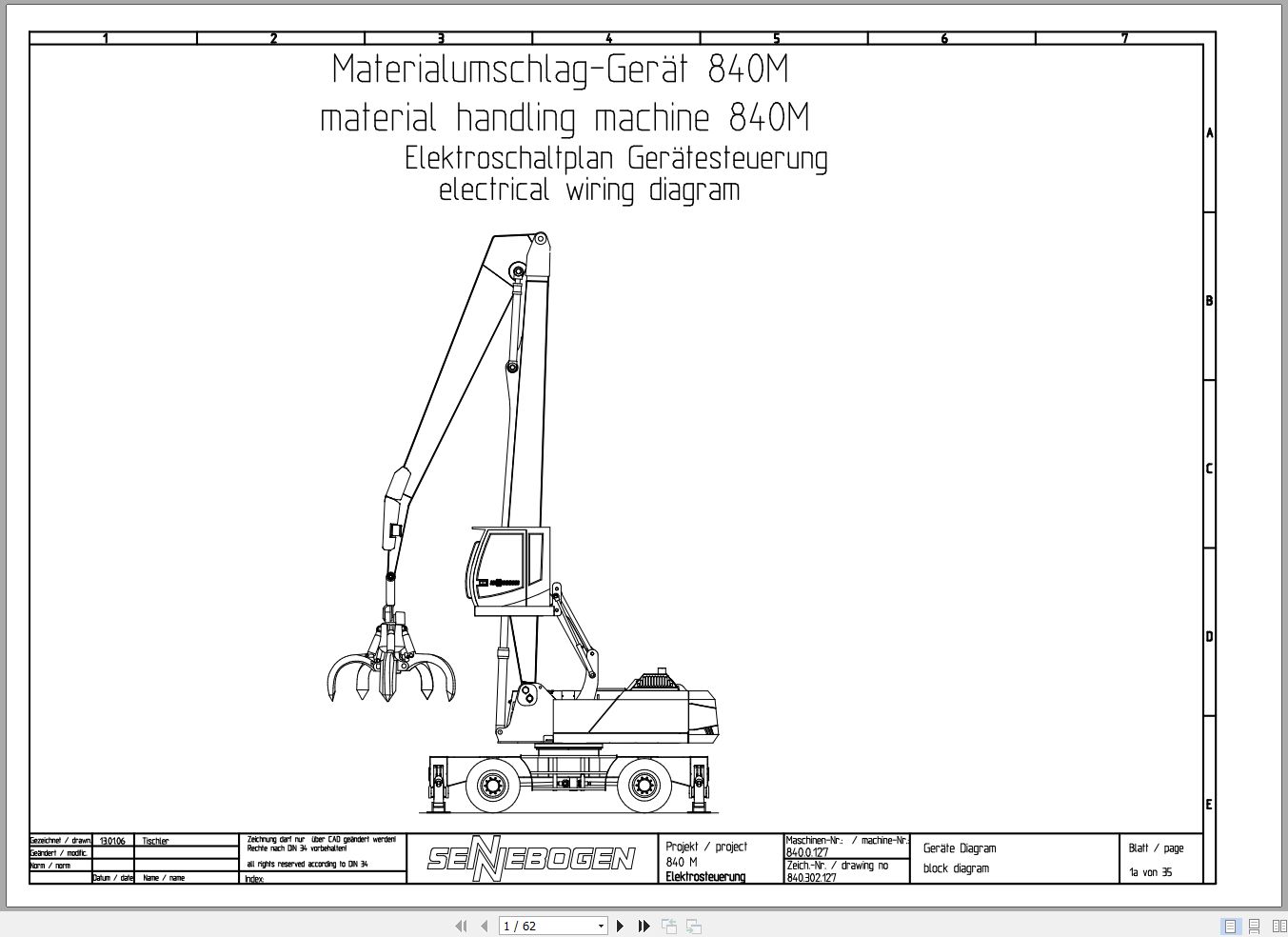 Sennebogen Material Handler 840 840.0.209 Electric and Hydraulic Diagrams EN DE 1