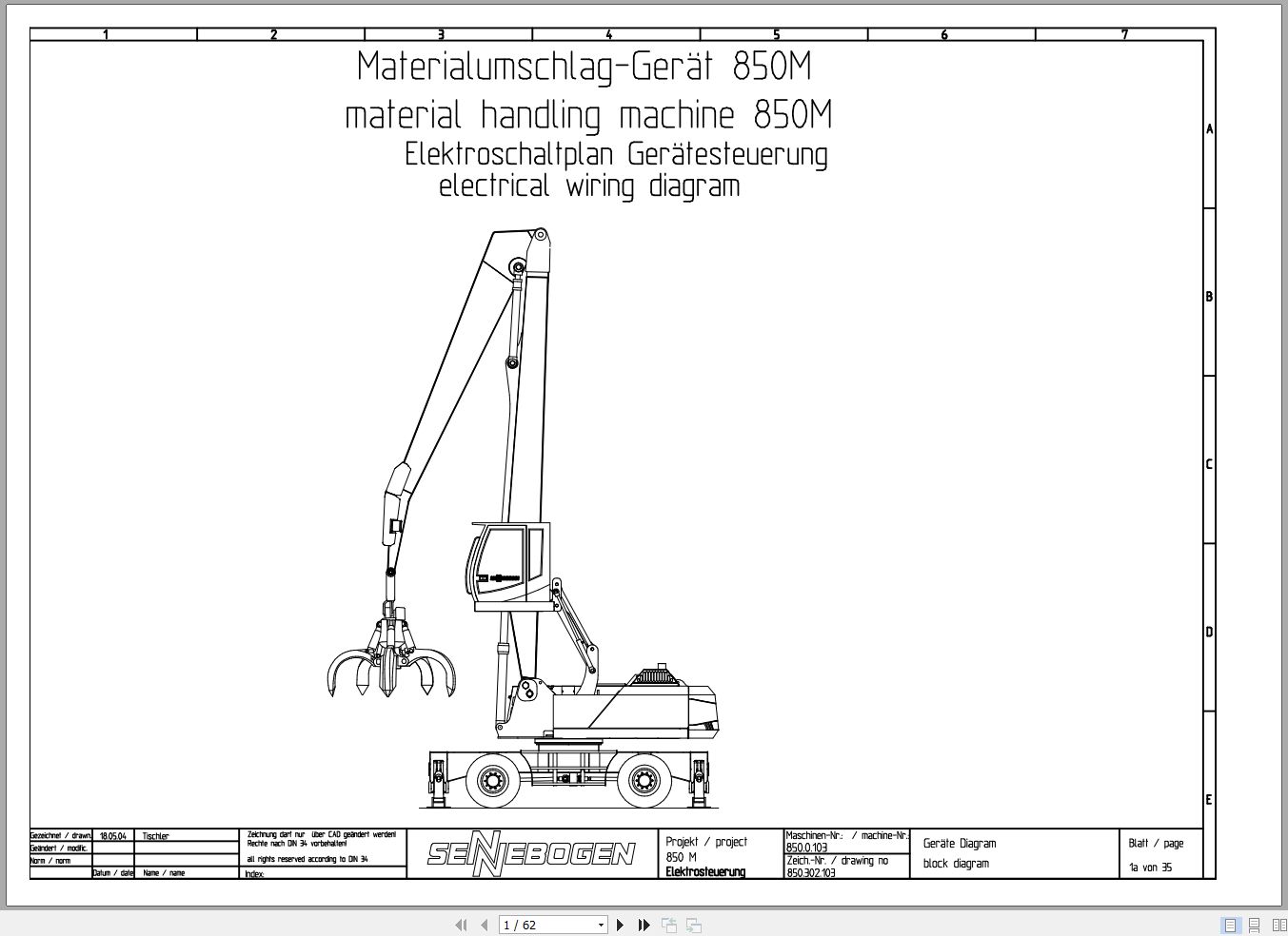 Sennebogen Material Handler 850 850.0.114 Electric Diagram EN DE 1
