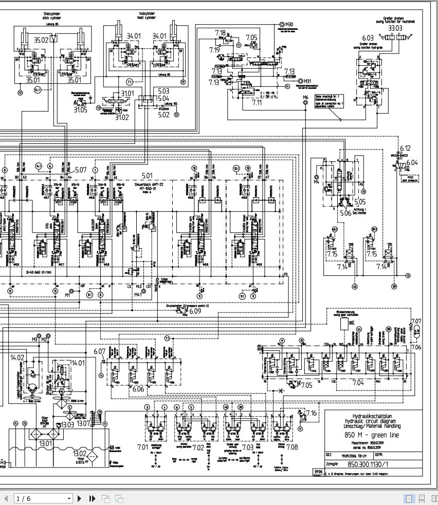 Sennebogen Material Handler 850 850.0.209 Hydraulic Diagram EN DE 1