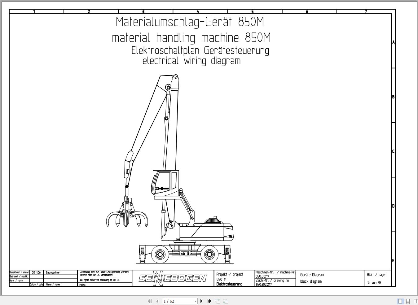 Sennebogen Material Handler 850 850.0.329 Electric and Hydraulic Diagrams EN DE 1