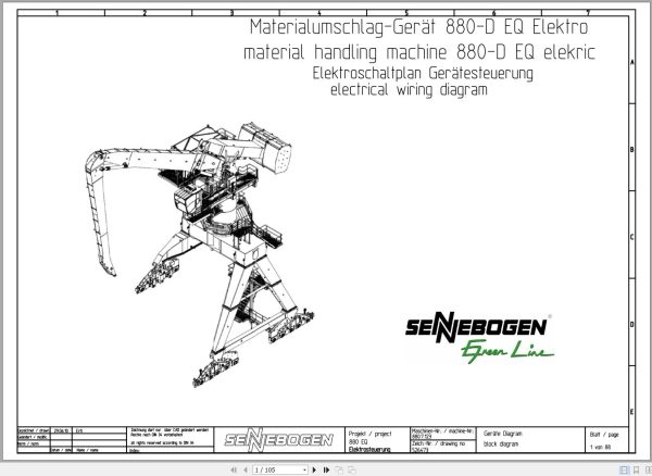 Sennebogen Material Handler 880 880.7.123 Electric and Hydraulic Diagrams EN DE 1