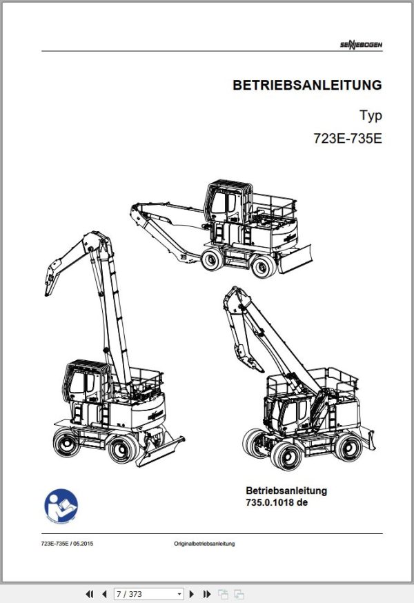 Sennebogen Material Handlers 723 E 735 E 735.0.1018 Operating and Maintenance Manual DE 1