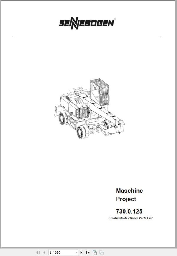 Sennebogen Material Handlers 730 730.0.125 Spare Parts Catalog EN DE 1