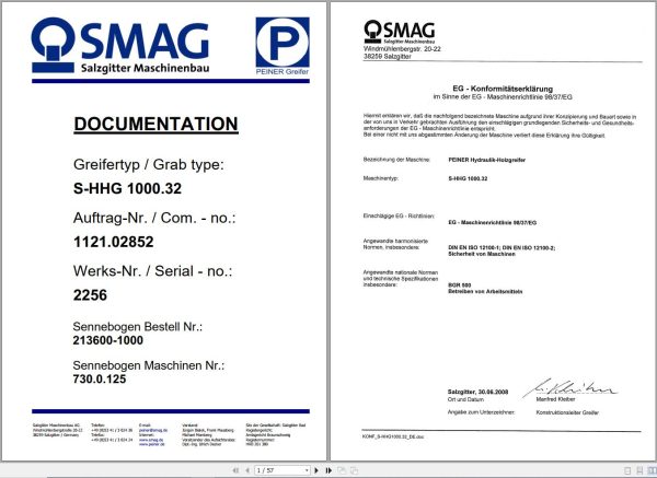 Sennebogen Material Handlers 730 730.0.125 Spare Parts Catalog EN DE 3