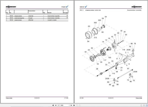 Sennebogen Material Handlers 735 735.0.1017 Spare Parts Catalog EN DE 2