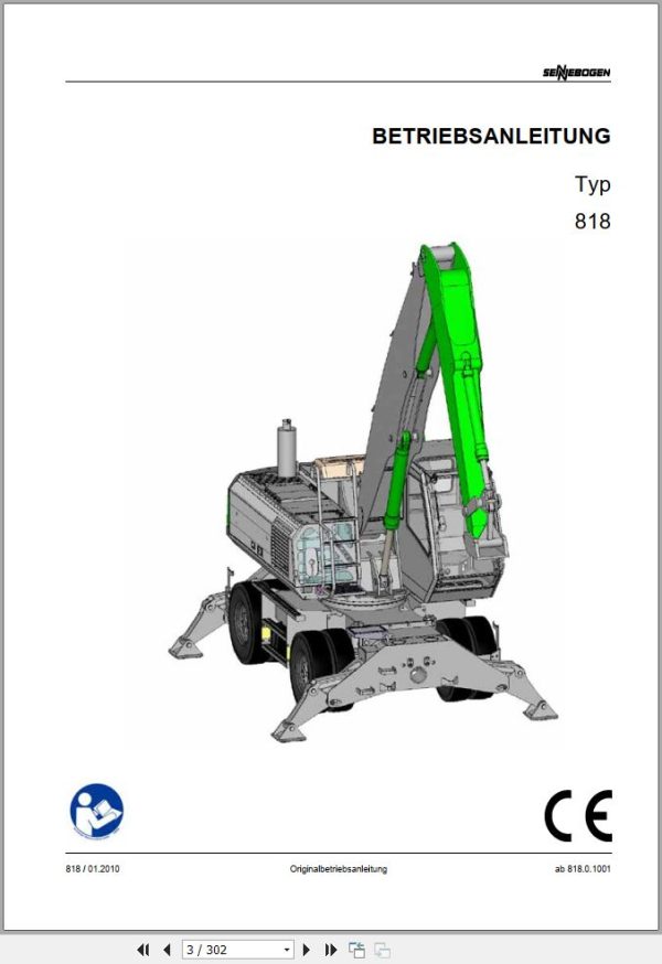 Sennebogen Material Handlers 818 818.0.1088 Operating and Maintenance Manual DE 1