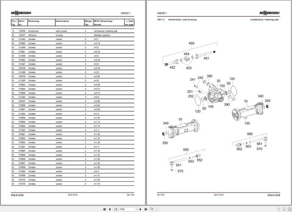 Sennebogen Material Handlers 818 818.0.1239 Spare Parts Catalog EN DE 2