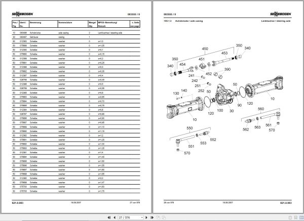 Sennebogen Material Handlers 821 821.0.1278 Spare Parts Catalog EN DE 2