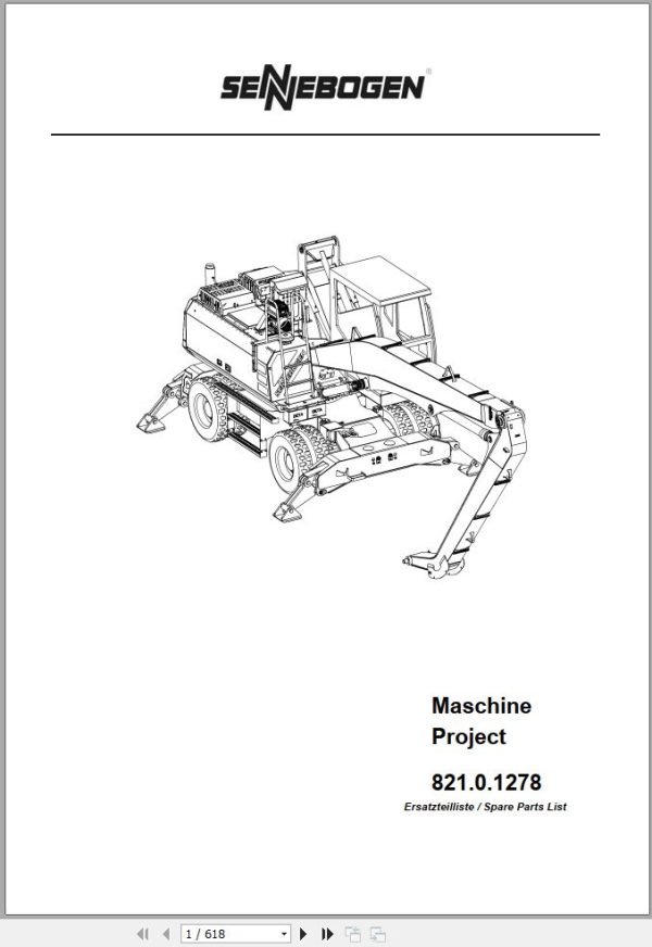 Sennebogen Material Handlers 821 821.0.189 Spare Parts Catalog EN DE 1