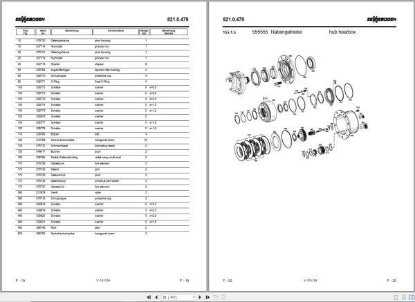 Sennebogen Material Handlers 821 821.0.743 Spare Parts Catalog EN DE 2