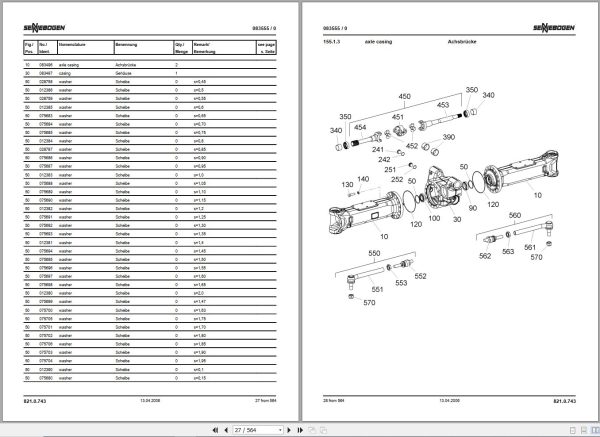 Sennebogen Material Handlers 821 821.0.936 Spare Parts Catalog EN DE 2