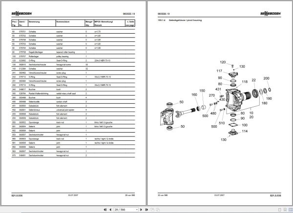 Sennebogen Material Handlers 821 821.0.983 Spare Parts Catalog EN DE 2